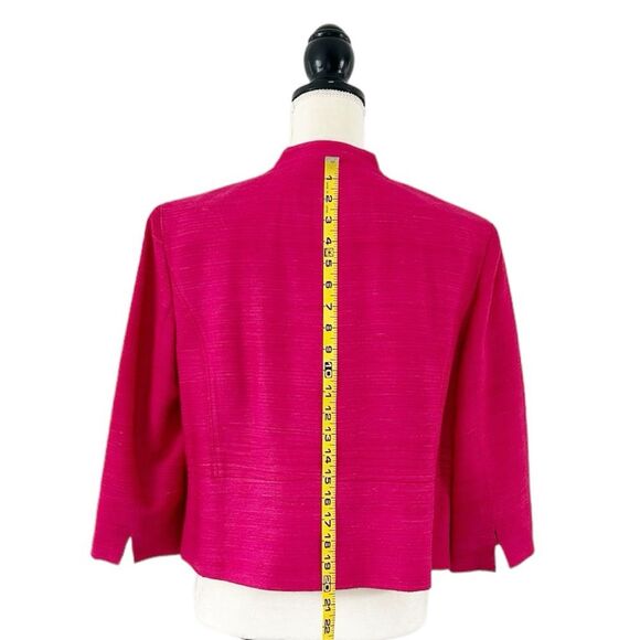 Jones New York Women’s Fuchsia Pink Silk Crop Blazer Size 14 - Picture 3 of 10